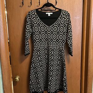 Maggy London Black and Cream Sweater Dress